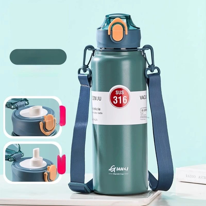 Gianxi 800 ml z nehrdzavejúcej ocele Thermos fľaša Domácnosť kuchynské fľaše Kuchynský riad prenosný kávový slama šálka s vekom