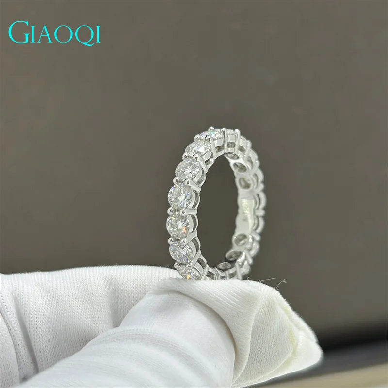 Giaoqi 14k White Gold Celkom 2 karátové kolo Vynikajúci rezací priechod diamantový tester 3mm d farba Moissanit Wedding Ring Princess Jewerry