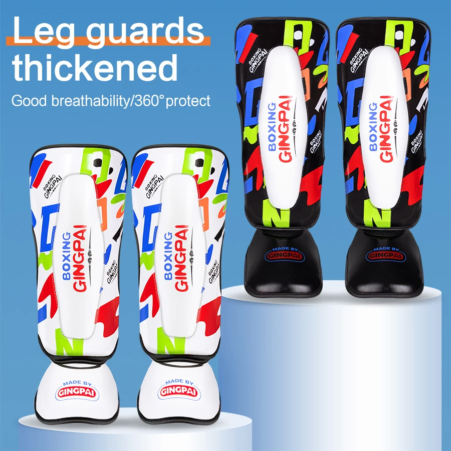 Gingpai 3-11Y KIDS PODPORNÉ PODPORY Nohy Legíny Box bash strážcovia MMA MUAY Thai Kickbox Legs Protector Training Equipment