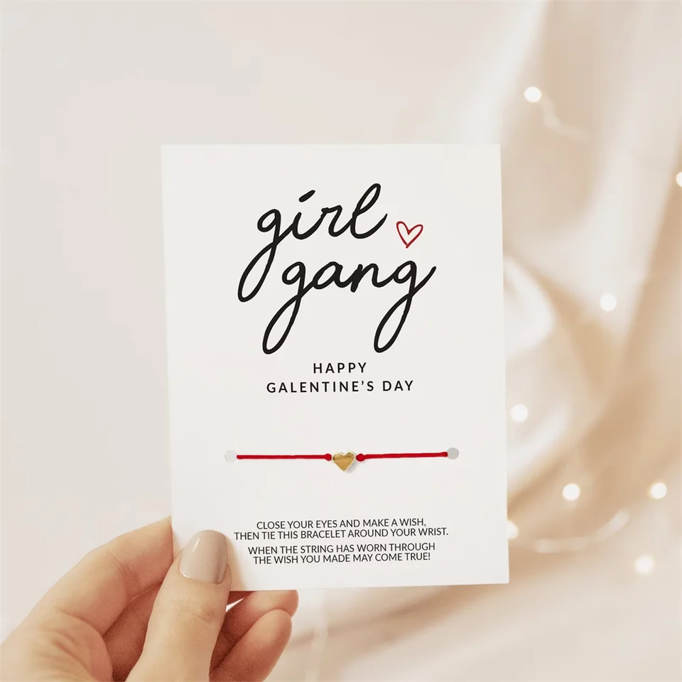 Girl Gang si urobte želanie náramku, darček pre galantíny pre priateľov, kartu Day Galantín, priaznivú párty Galentín, galantíny