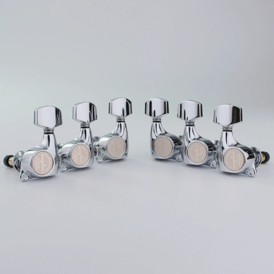 Gitarové predné uzamykacie tunery strojové tunery 3R3L prevodový pomer 1:21 pre LP SG Electric Guitars striebro/zlato