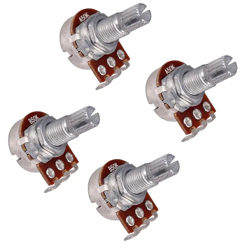 Gitarový potenciometer Audio Pots A50K a B50K Ohm Výmena objemu tónu za elektrickú gitaru Balíček 4