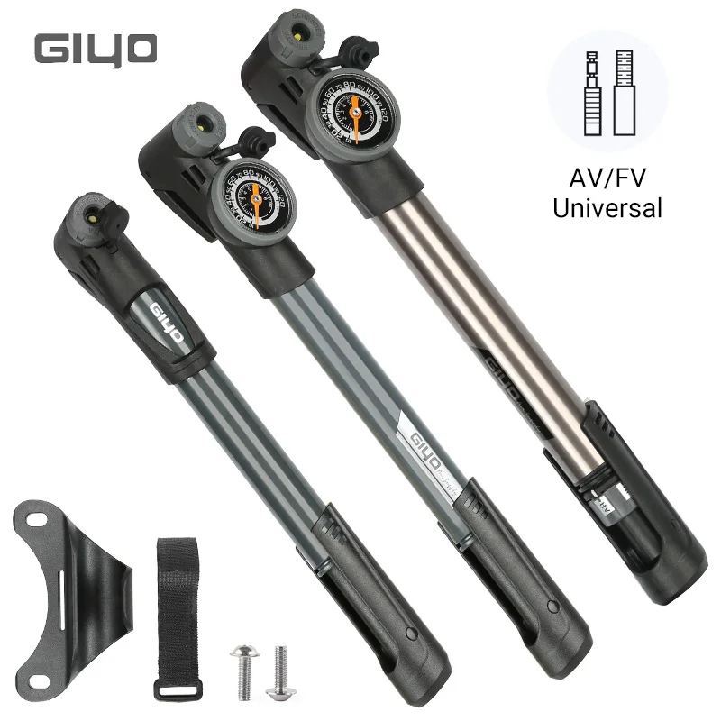 Giyo Bicycle Pump Prenosné 120 psi pneumatikového infátora Schrader Presta inteligentný ventil cyklistické ručné čerpadlo