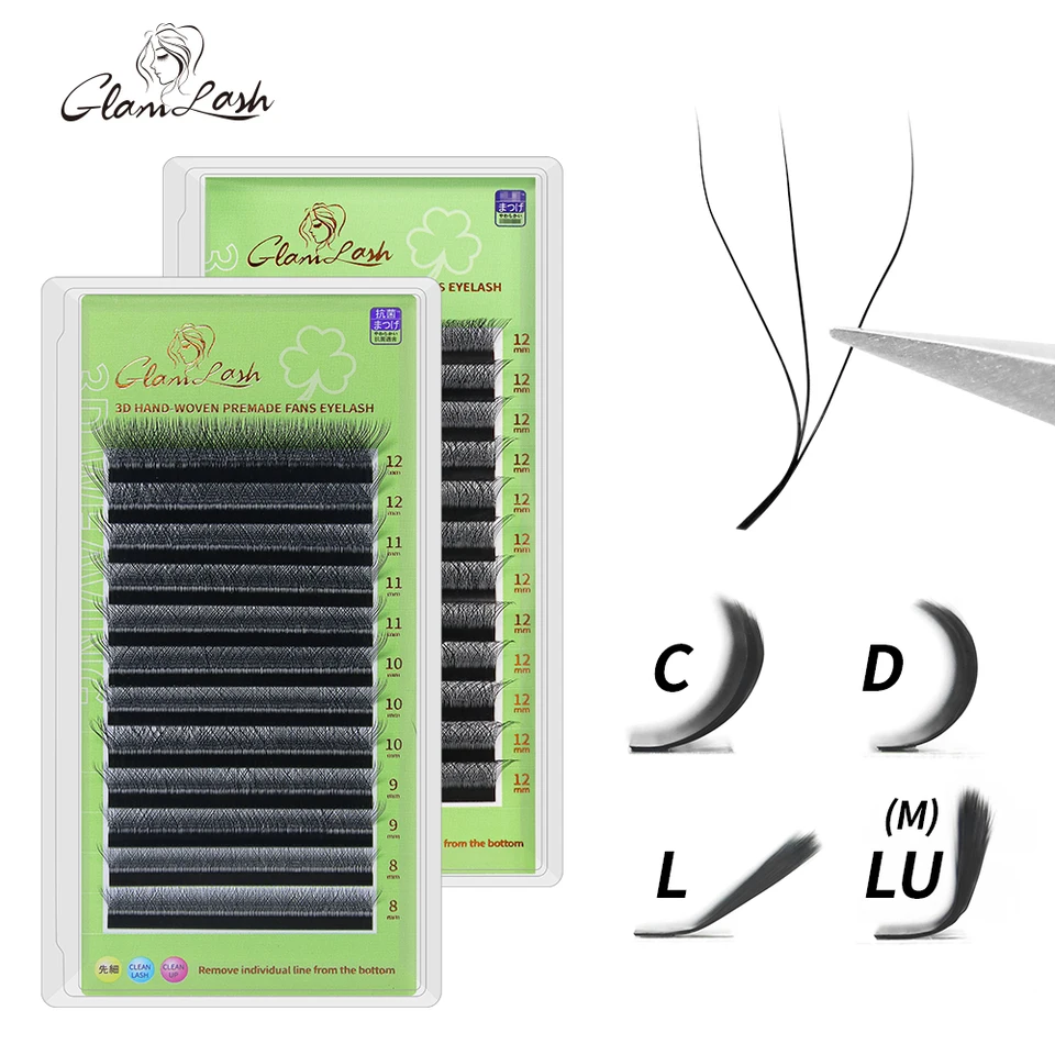 Glamlash 3D W-v tvare rias v tvare rias 0,07 mm c/d/l/lup 3 tip c/d/l/lu curl vysoko kvalitný idividuálny rias