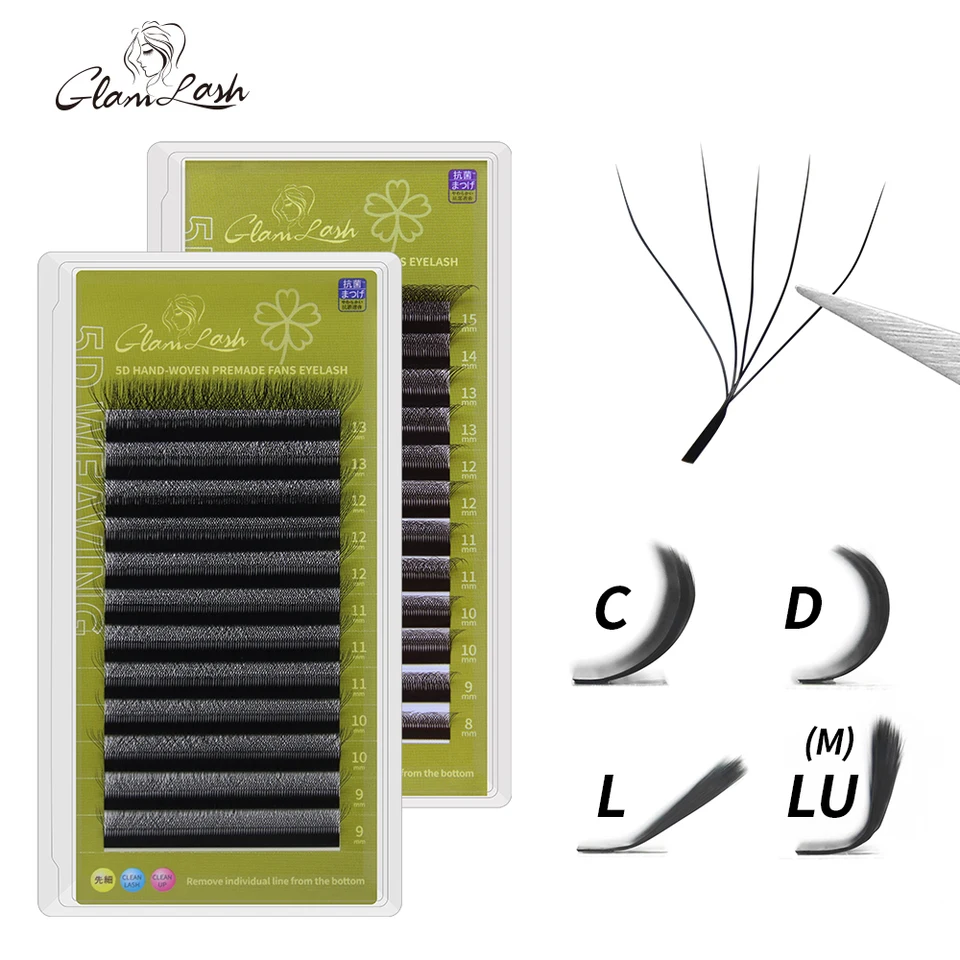 Glamlash 5D - W v tvare rias v tvare mihalnice automatické kvitnutie s falošnými riasami 0,07 mm c/d/l/lu curl individuálne