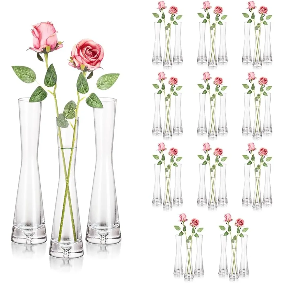 Glass Bud Vázy pre vrcholy 36, ručne vyrábané moderné minimalistické štíhle kvetinové vázy pre domácu svadobnú stranu dekoráciu
