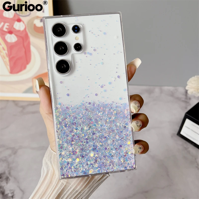 Glitter Bling Noctilucent Puzdet pre telefón Samsung Galaxy S23 Fe S24 Ultra plus A04 A05 A14 A15 A23 A25 A34 A35 A55 A54 Soft Cover Cover