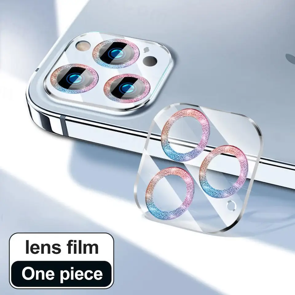 Glitter Camera Glass pre iPhone 13 Pro 15 11 11 12 14 16 Pro Max Mini Plus 15Promax Ochranné diamantové šošovky Obraz