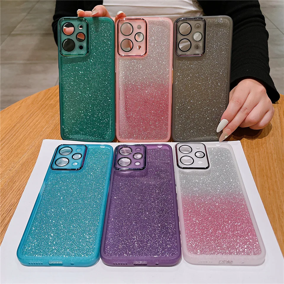 Glitter Electroplate puzdro pre Xiaomi POCO X5 X3 Redmi Note 12 Pro 5G 11 10 11S 10S 12c 10c A1 Plus ochrana kamery Soft
