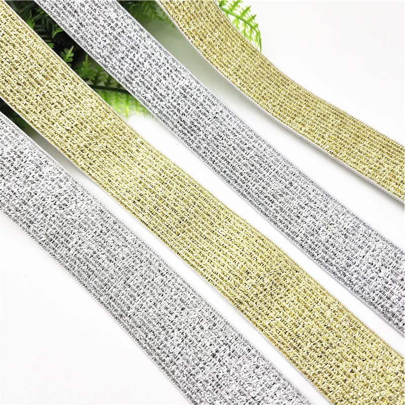 Glitter Gold Silver Elastic Elastic Bess 25 mm 40 mm nylonové nohavice čipkované pásové pásové pásové pásmo pre kutilové šijacie nohavice Príslušenstvo 1 meter