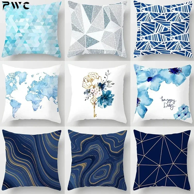 Glitter mramorový achát vankúš na pokrytie modrej geometrie kvetinu polyester hodí vankúš Panlo
