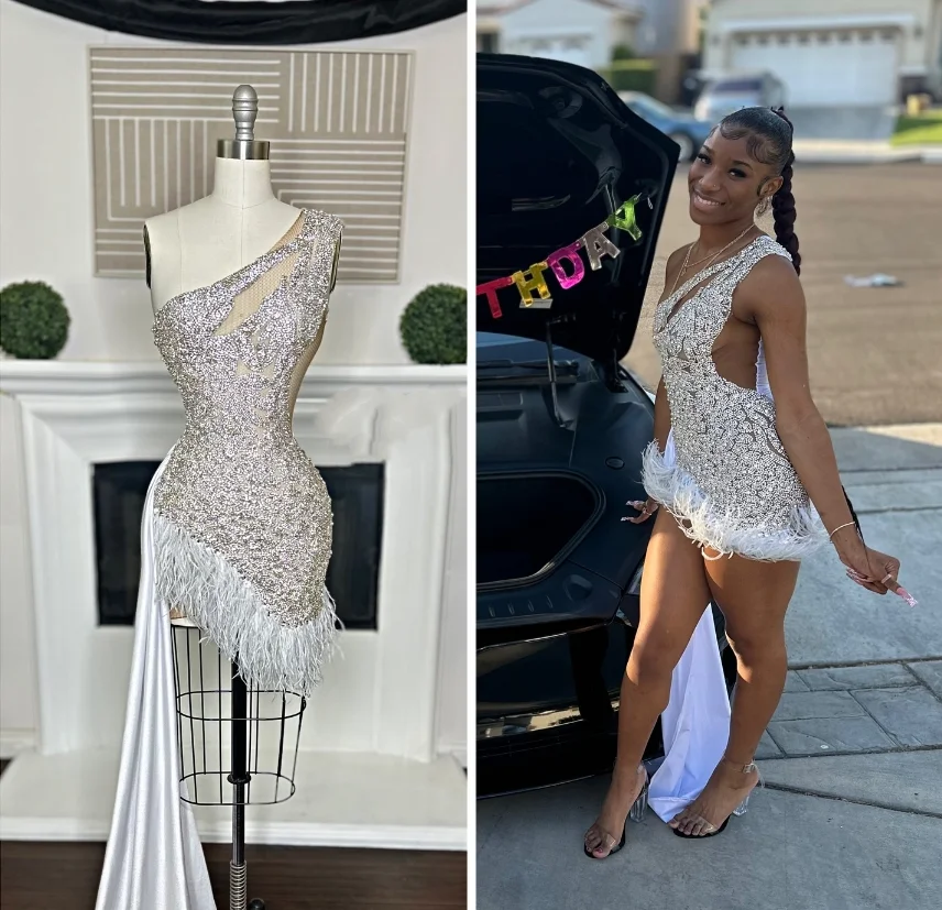 Glitter Raceve Ruckve Cocktail Dress 2024