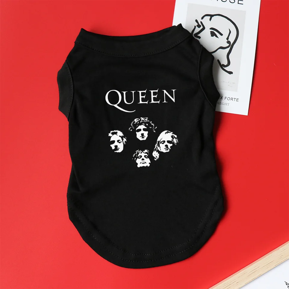 Glitter Rock Band Queen Dog Summer Fashion Designer Inspired Puppy Singlet Clothon Cotton Small Medium Chihuahua frenchie Yorkie