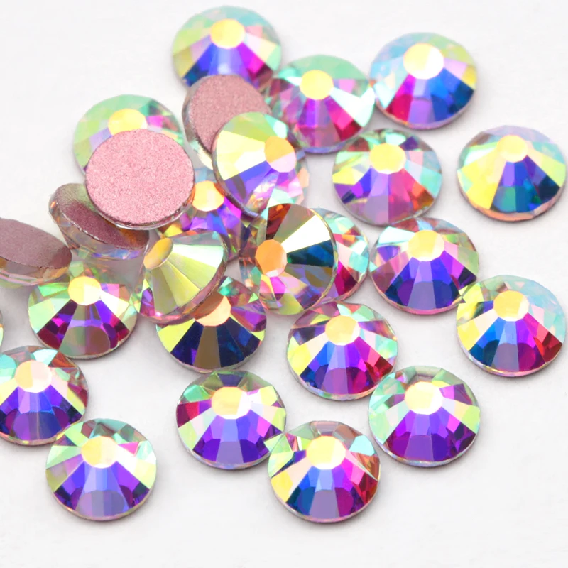 Glitter Smienok Crystal AB SS3-SS20 Non Hot Fix Rose Base Flatback Strass Šitové a textilné odevy Smienko na nechty Art Stone