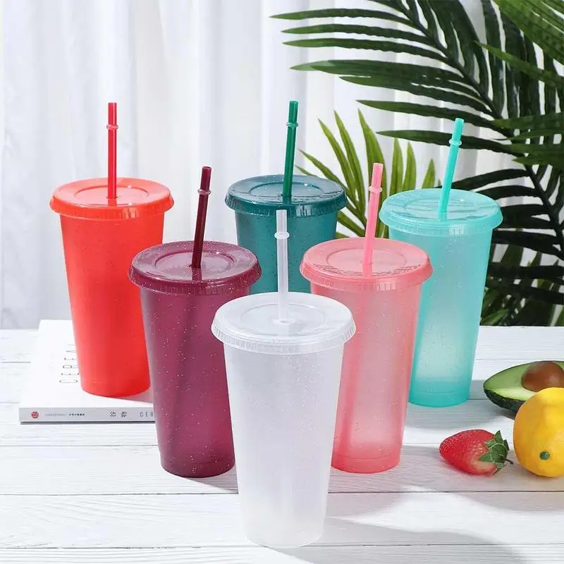 Glitter Straw Cup Flash práškové fľaše s vodou pre dievčatá opakovane použiteľné plastové búrky s búrkou s vianočným darčekom pre kávu s vekom kávou