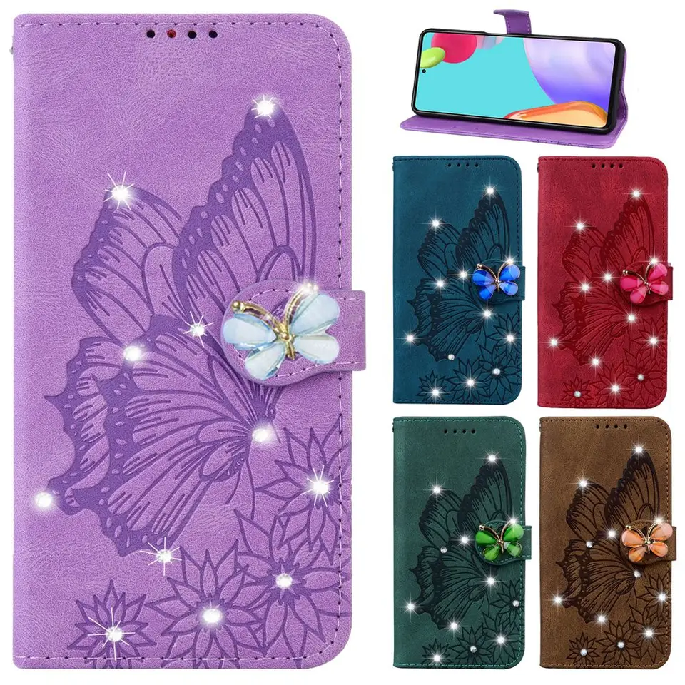 Glitter Wallet Flip pre iPhone 15 14 13 12 11 16 Pro MAX X XS XR 7 8 Plus SE4 KAŽDY 3D Kryt s motýľom KRYT ŽENY