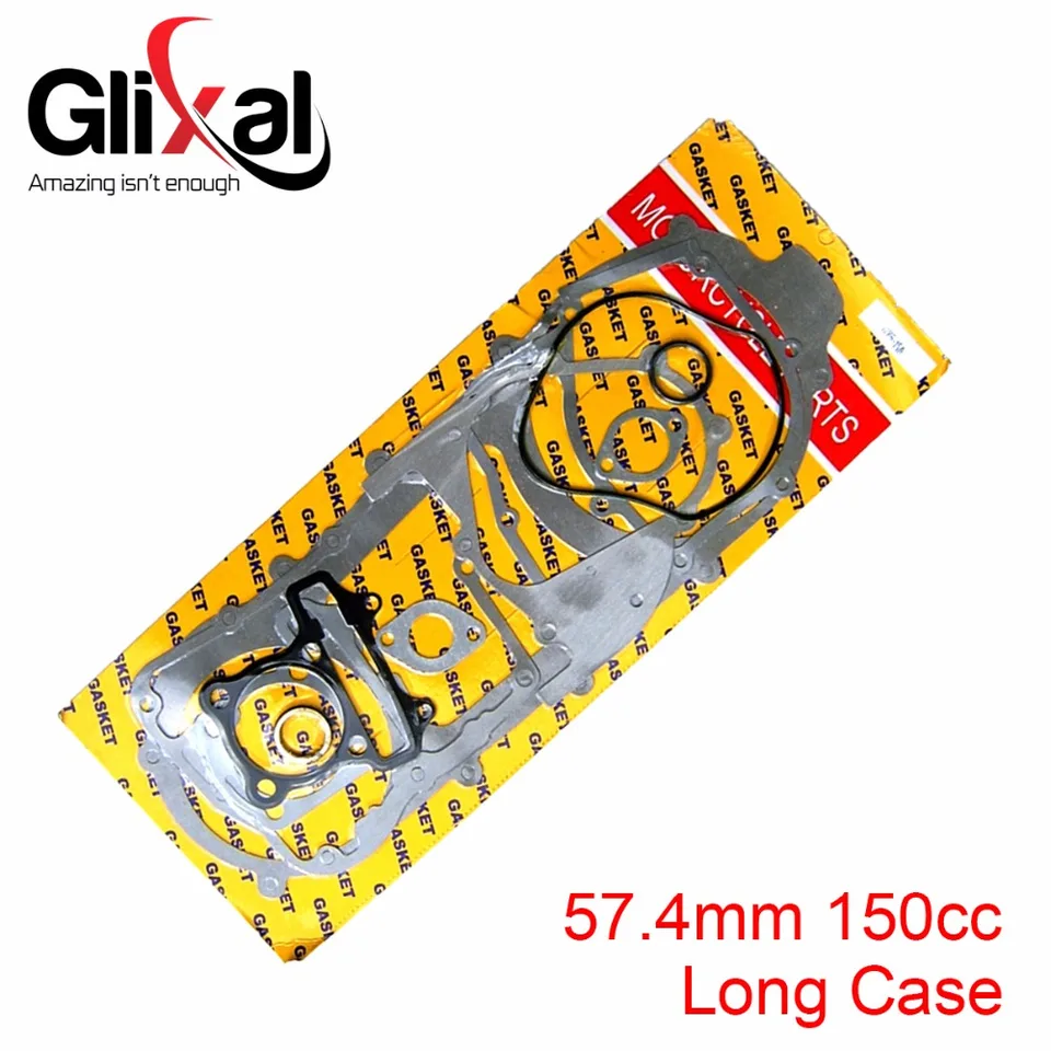 Glixal 150cc 57,4 mm Gy6 Kompletný úplný papierový tesnovač motora pre 157QMJ Scooter Moped ATV Go-Kart (dlhý puzdro)