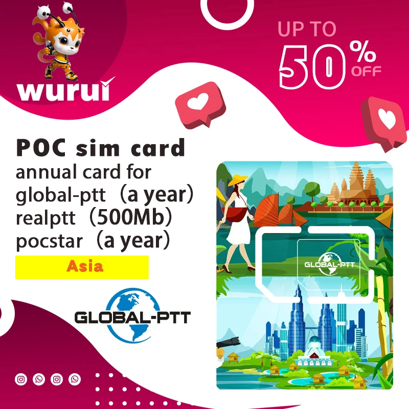 Global-PTT IOT SIM karta pre POC Walkietalkie Radio Internet 4G Unlimited bez registrácie čipu pre Malajziu Indonézia Arab