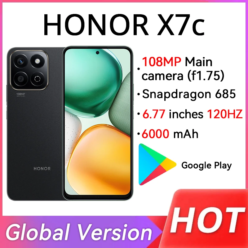 Globálna verzia Honor X7C 4G Mobilný telefón Snapdragon 685 6,77 