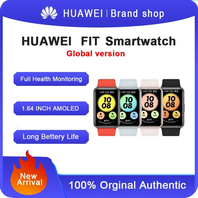 Globálna verzia Huawei hodinky fit inteligentné hodinky Sports Health Management Fashion Color Big Screen Watch
