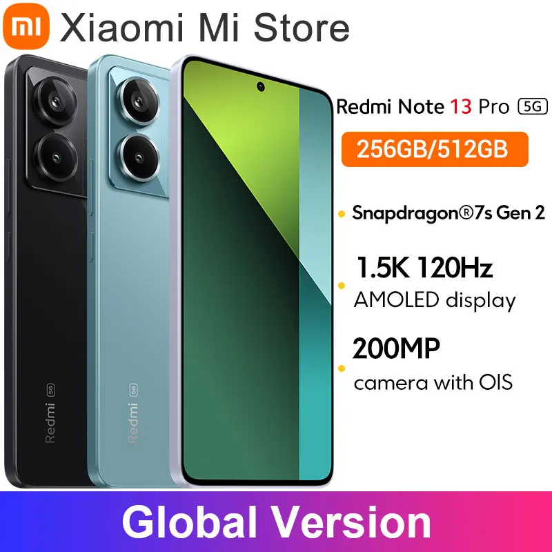 Globálna verzia Redmi Poznámka 13 PRO 5G Snapdragon® 7S Gen 2 Smartphone 200MP OIS Camera 1,5K 120Hz AMOLED DISPITH 67W Nabíjanie