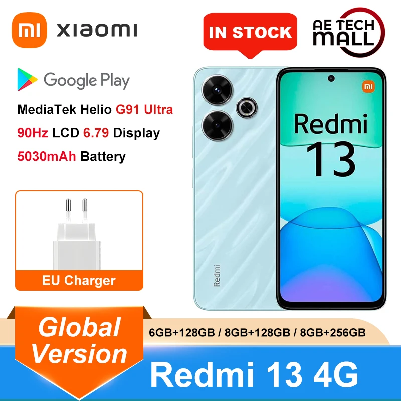 Globálna verzia Xiaomi Redmi 13 4G Hyperos Smartphone MTK Helio G91 Ultra Octacore 108MP Camera 5030MAH 90Hz 6.79 