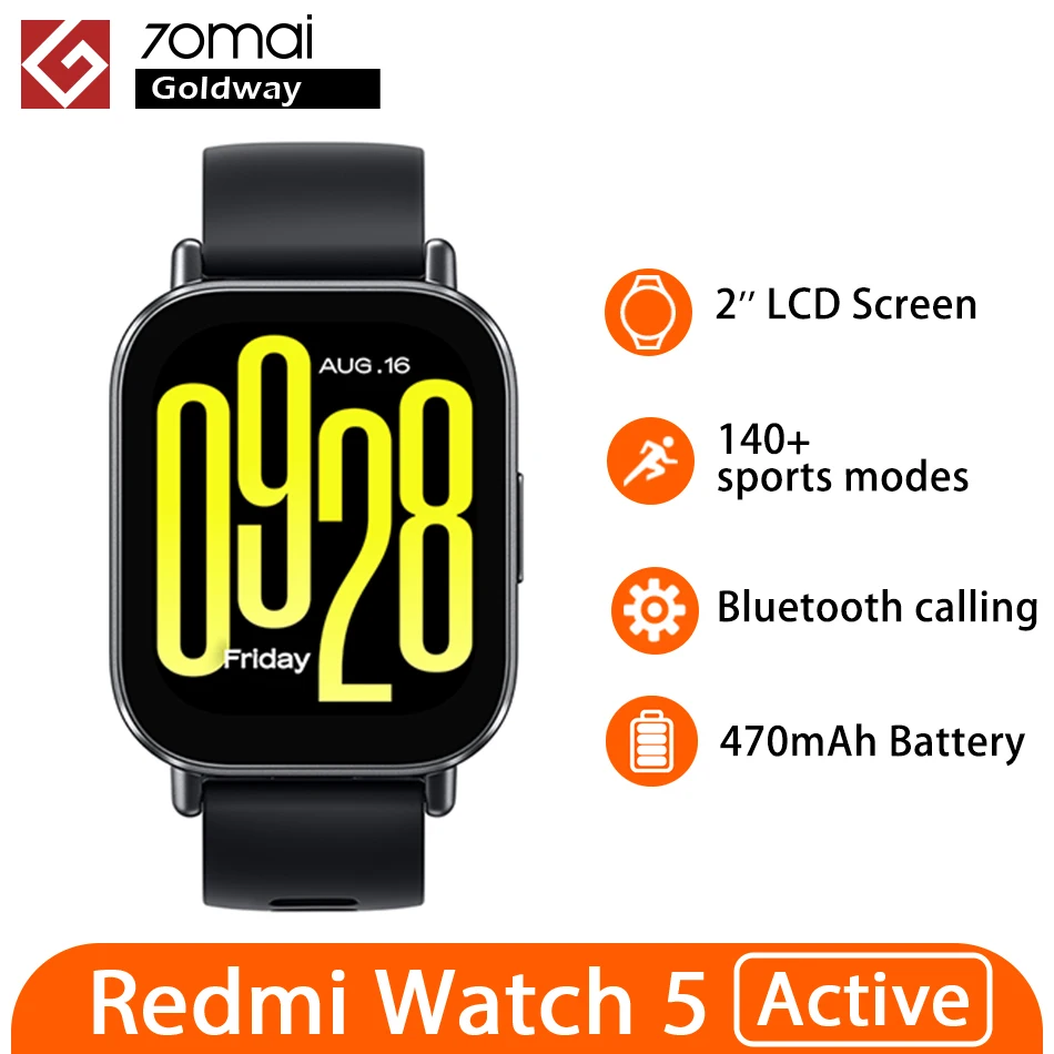 Globálna verzia Xiaomi Redmi Watch 5 Active 2 '' LCD Display Bluetooth Telefón Call 140+ Športové režimy 470 mAh batéria Mi Smartwatch