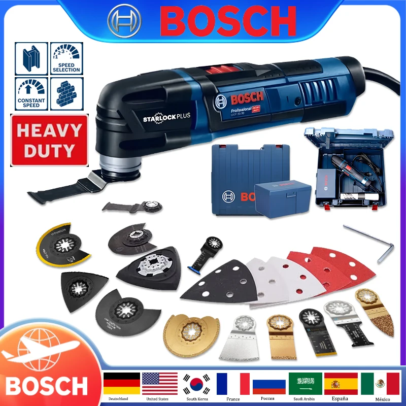 Globálna značka Bosch GOP 30-28 oscilujúci viacrozmerný výkonový náradie a 18ks Blade Brick Wall Drevné kovové štrbinové strihanie stroja