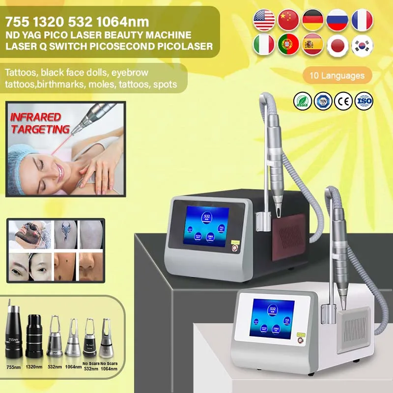 Globálne populárne pikosekundové obočie odstraňovanie tetovania laserový stroj Q-Switch nd yag laserový pigment odstránenie ošetrenia uhlíka
