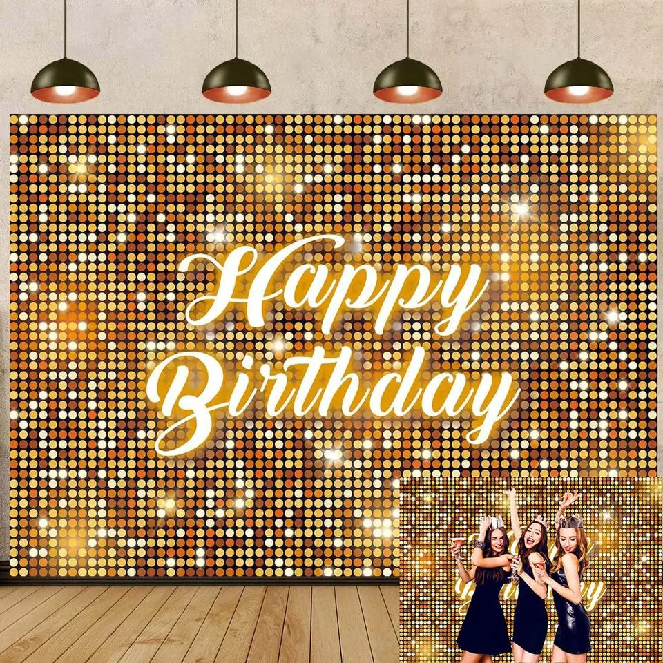 Glod Orange Flash Square Stena Pozadie žltá Happy Birthday Fliter Shimmer Photograph