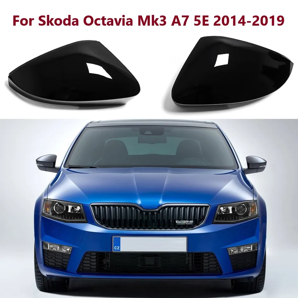 Gloss Black Car Side Wing Caps Cover pre skod Octavia MK3 A7 5E 2014 2015 2016 2017 2018 2018 pre VW T-ROC 2017-2019