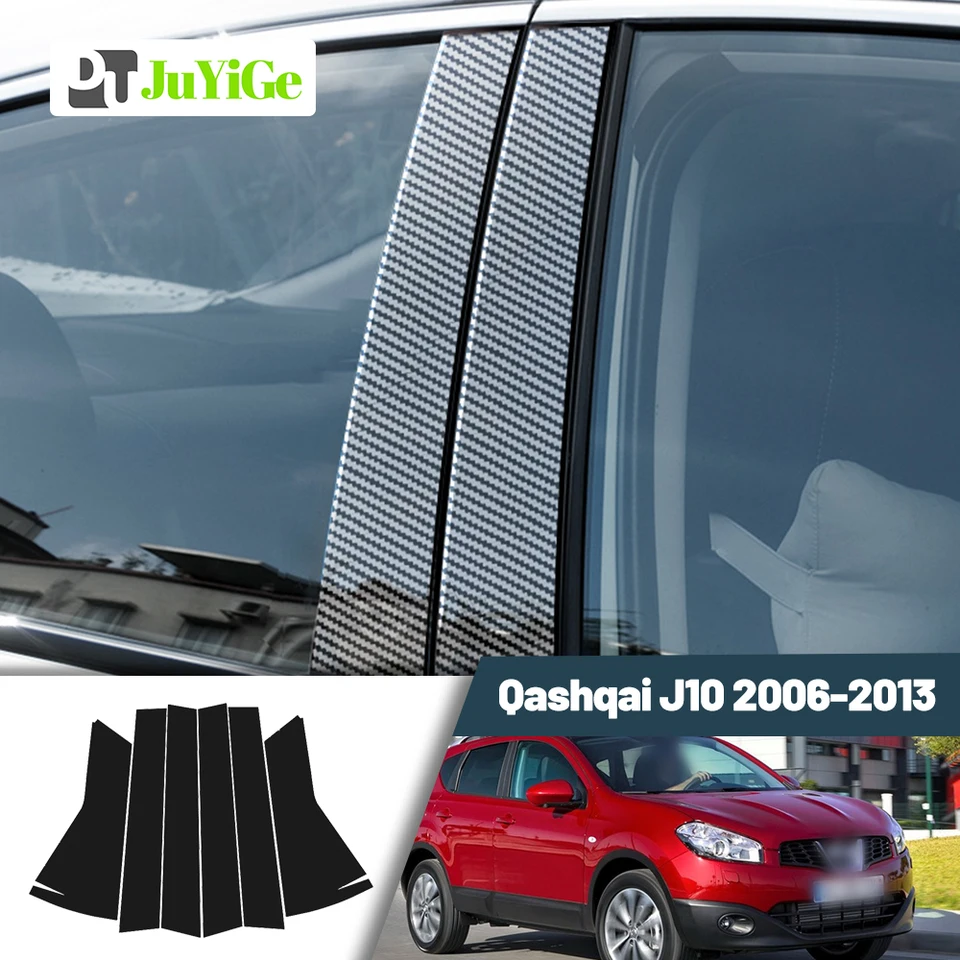 Glosy Black Black Fibre Dvere Deal Dvere BC Pillar stĺpik nálepky pre Nissan Qashqai J10 2006-2013 2007 2008 2009