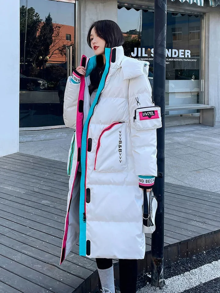 Glosy Parka Snow Coat Dámsky 2024 Módna zimná zimná kapucňa voľná dlhá bunda Žena vetru odolný voči dažďom teplého vonku