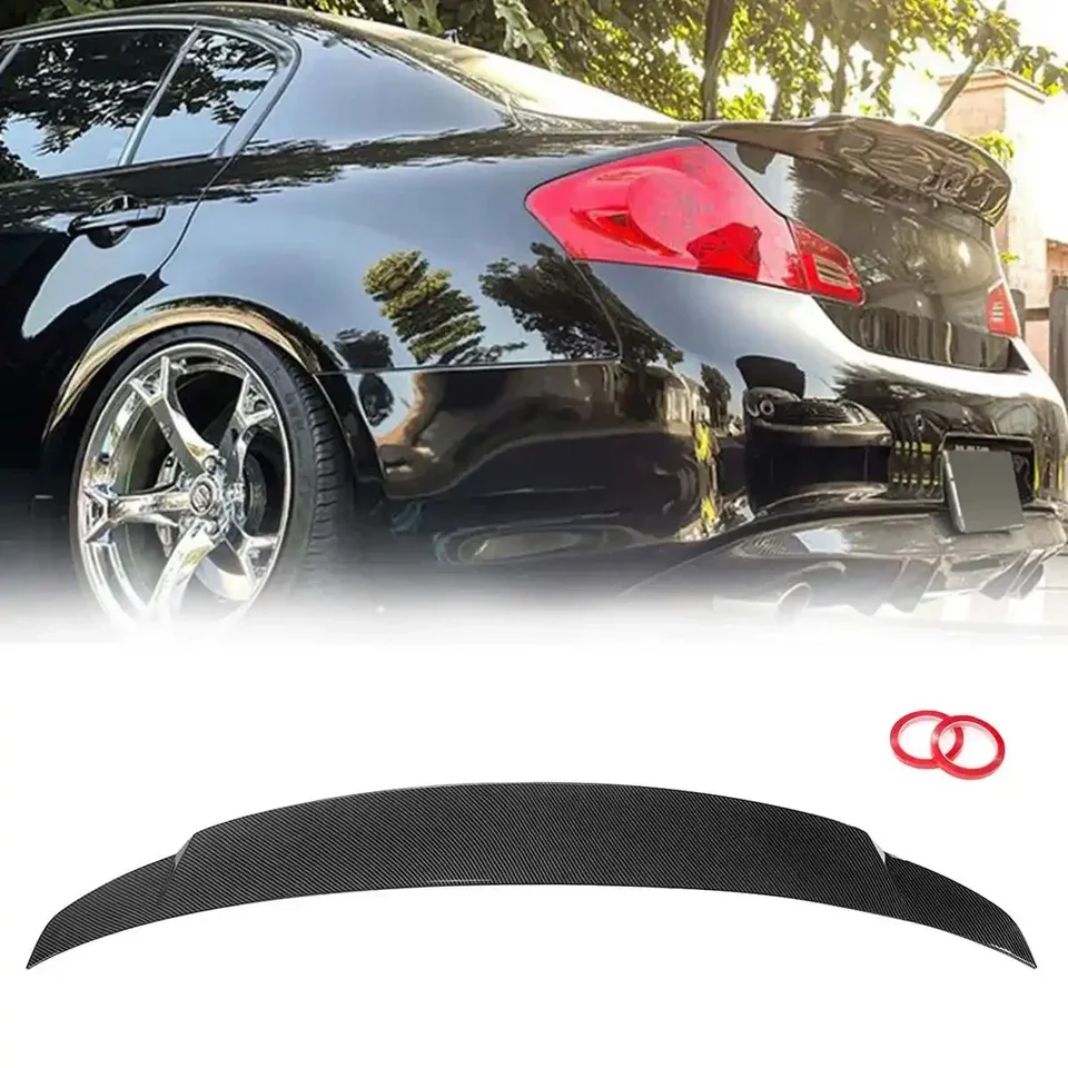 Glosy čierne/uhlíkové vlákno vzhľad Zadné krídlo kufra pre Infiniti G35 G25 G37 Q40 4 Dverový sedan 2007-2015