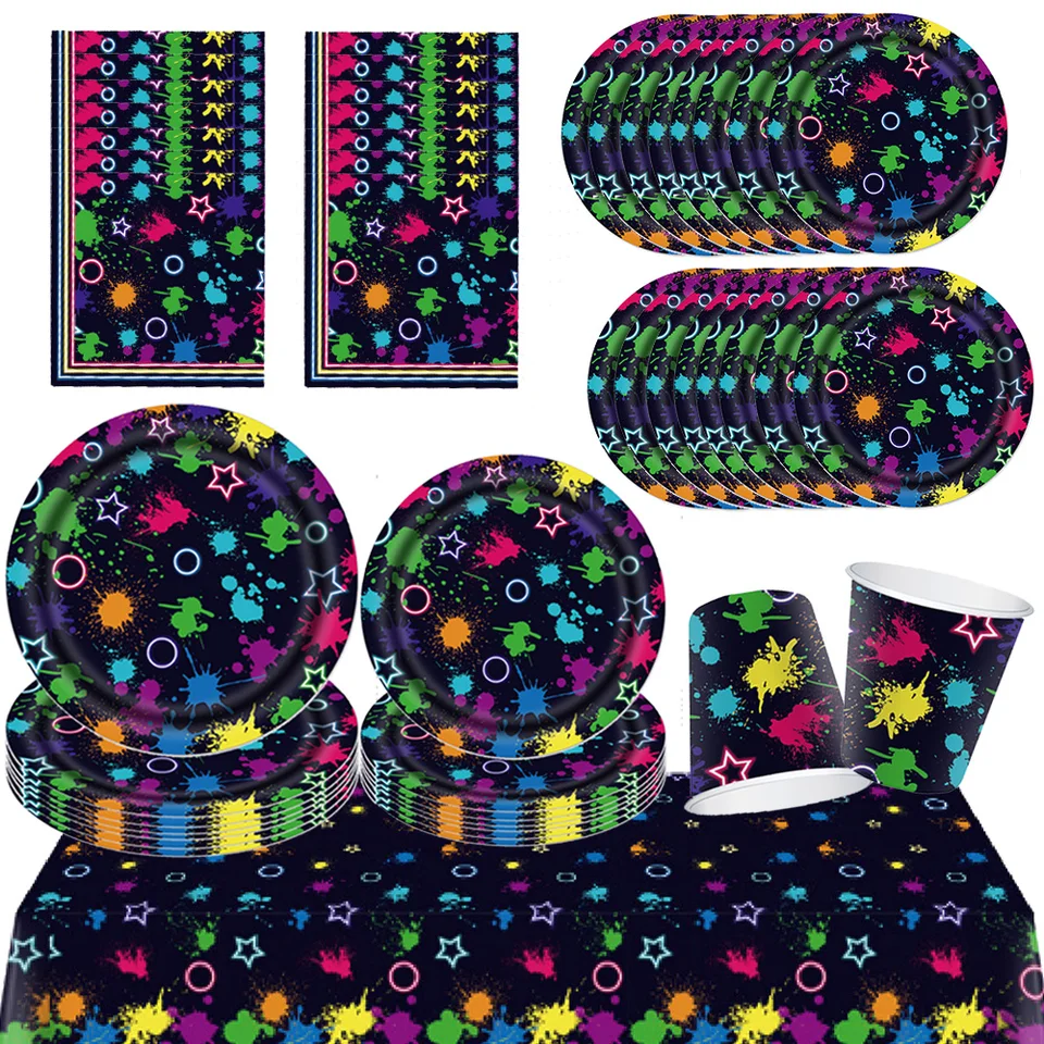 GLOW NEON PARTY PLATES CUSS
