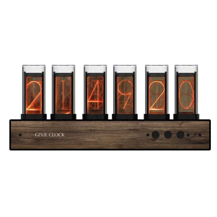 Glow Tube Clock RGB Quasi-Glow Clock, Masívne drevo jednoduché a moderné, kreatívne hodinové darčeky