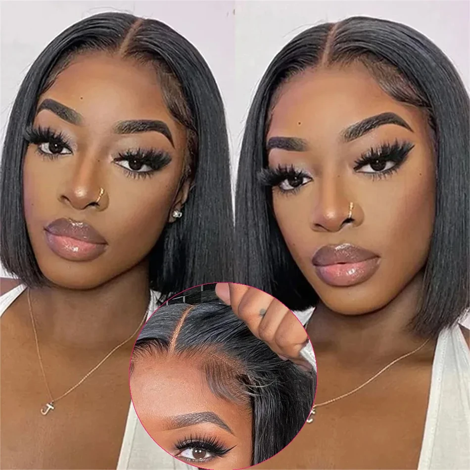 Glueless Natural Hair Parochňa 180% Hustota rovná bobová parochňa Bob 6x6 Brazílske parochne 100% ľudské vlasové parochne pre ženy parochne 8-16 palcov