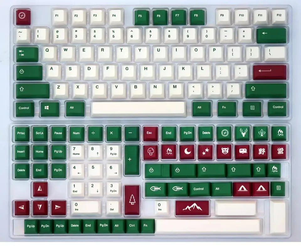GMK 147 Nový štýl kempingové kempingy PBT farbivo subded Mechanical Key Caps Cherry Keycap s 2,25U 2.75U 3U 7U Space Bar Barbar ISO Enter