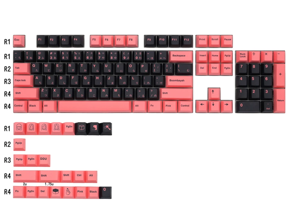 GMK Black Pink PBT Keycap, 129 klávesov Klávesové kľúče Čerešňový profil farbiva-sub Personalizované GMK Keycaps pre mechanickú klávesnicu