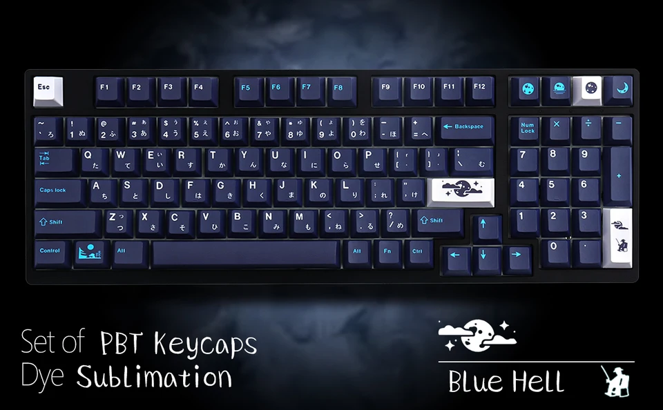 GMK Blue Moon Keycaps, 129 klávesov Klávesové kľúče Čerešňový profil farbiva Personalizované kľúče GMK pre mechanickú klávesnicu