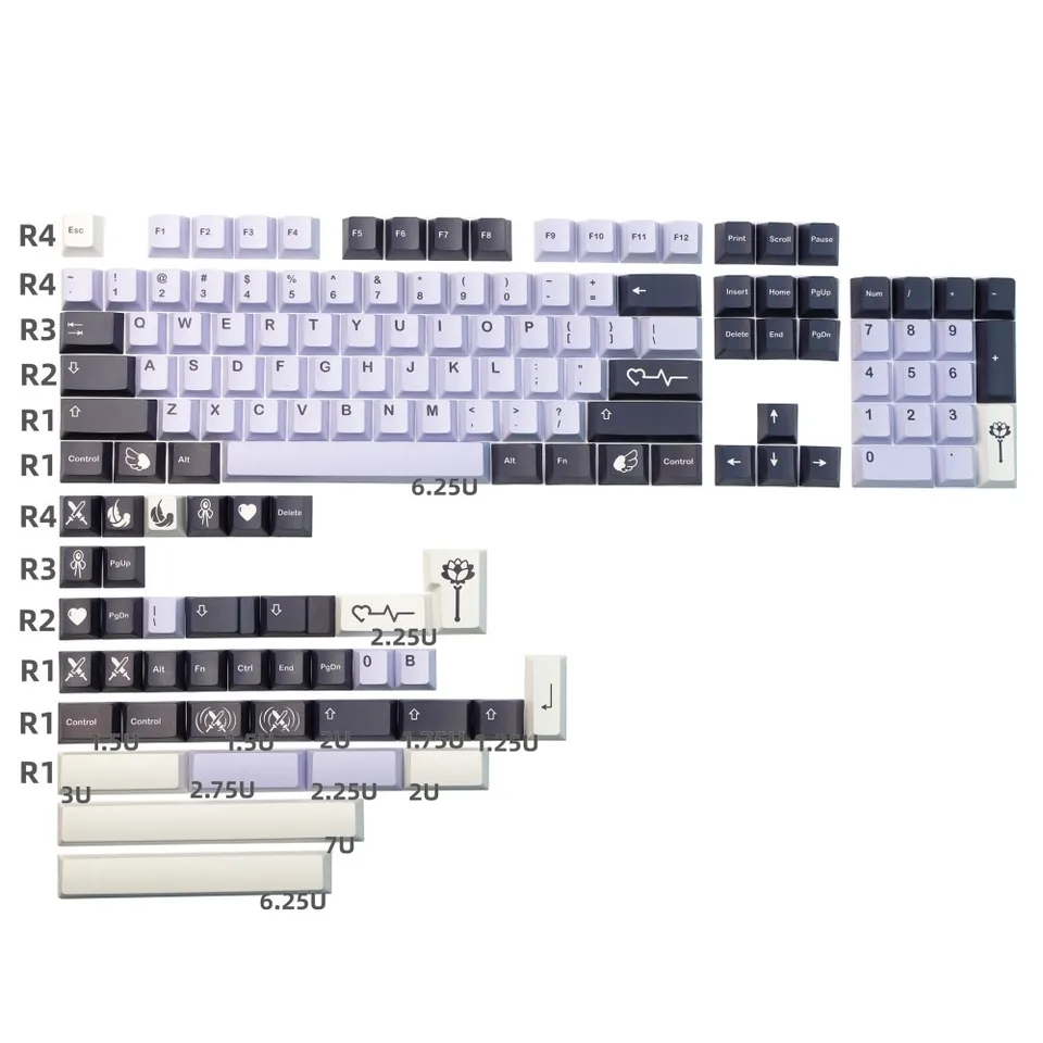 GMK Tenshi Keycap Mechanická klávesnica PBT Plné 140 klávesov Cherry Profile Dye Sub 1.25U 1.5U 1.75U 2U Shift pre Cherry MX Gatreon