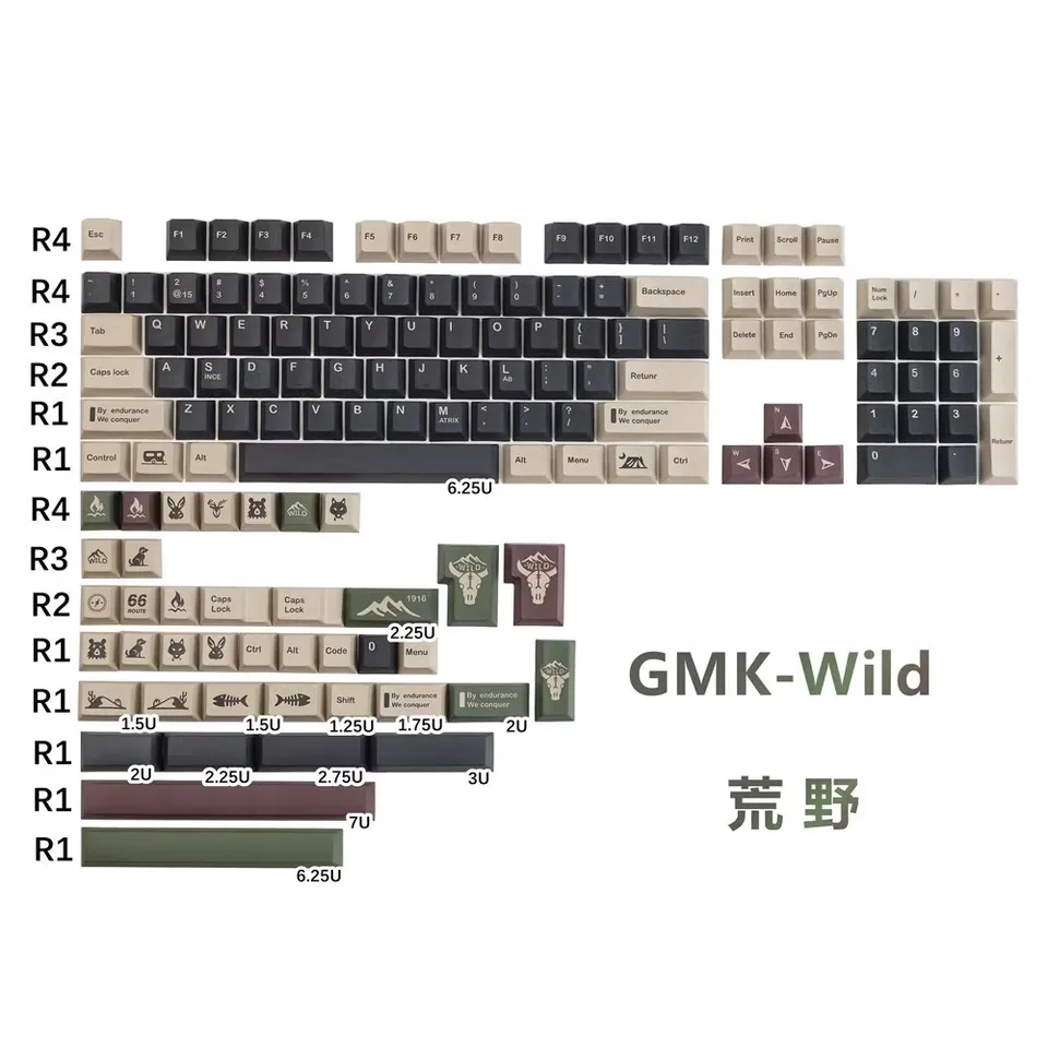 GMK Wild Keycap GMK-Mechanické klávesnice PBT farbivo-sublimačný kľúč čerešňový profil s posunom 1,75U 2,25U 3U 6.25U 7U Space Bar