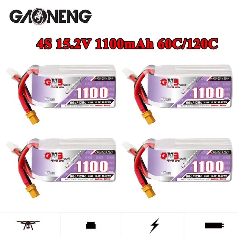 GNB 4S 15,2V 1100MAH 60C/120C HV LiPo batéria pre RC vrtuľník kvadrokoptéra FPV Racing Drone Drone 4S Battery 4S