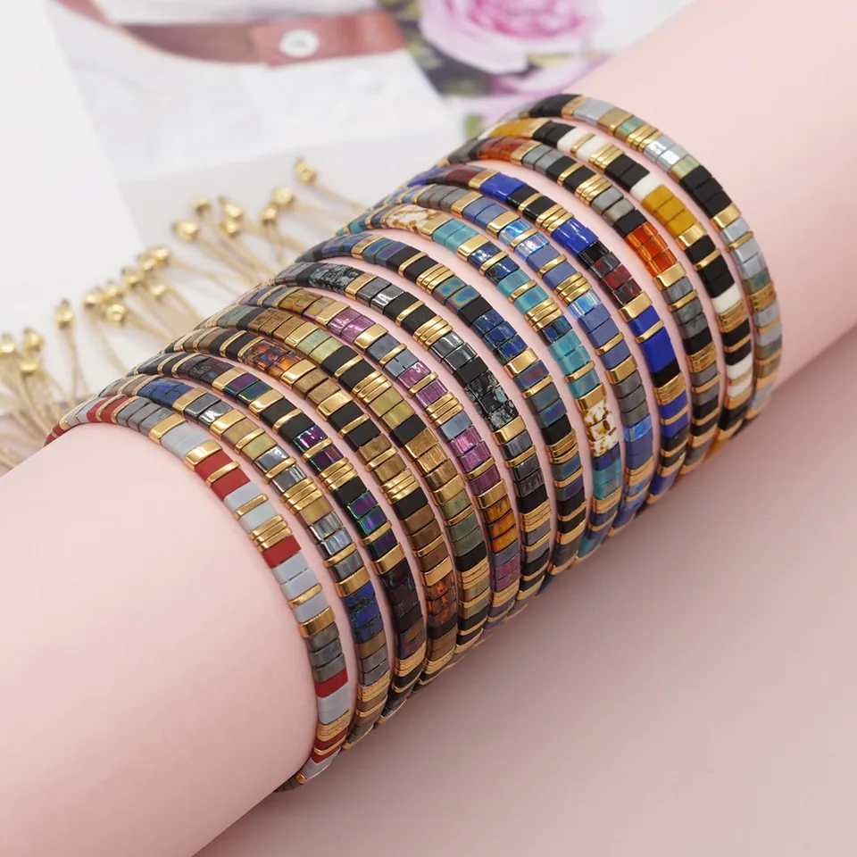 Go2boho nový Bohemian Tila korálky náramok ručne vyrábaný farebný korálky tkané nastaviteľné horúce šperky vianočné darčeky pre priateľa