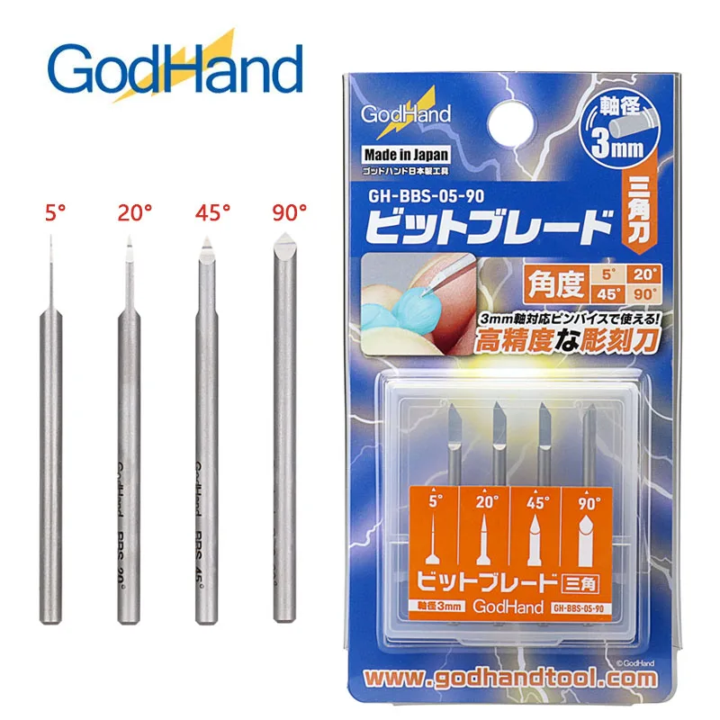 Godhand GH-BBS-05-90 Trojuholníkový rezbársky nôž 5 ° -90 ° GRÁTNA BIT BLADE SET