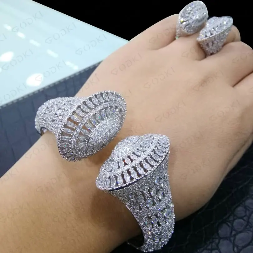 Godki Trendy Luxury Disco loptička stohovateľné šperky pre ženy svadba AAA Cubic zirkon Dubaj náramok Rings Rings