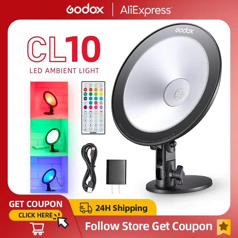 Godox CL10 Photography Light, LED Webcasting Ambient Light, Selfie Ring Light Stlmiteľné kamerové lampa pre make -up video Live Studio