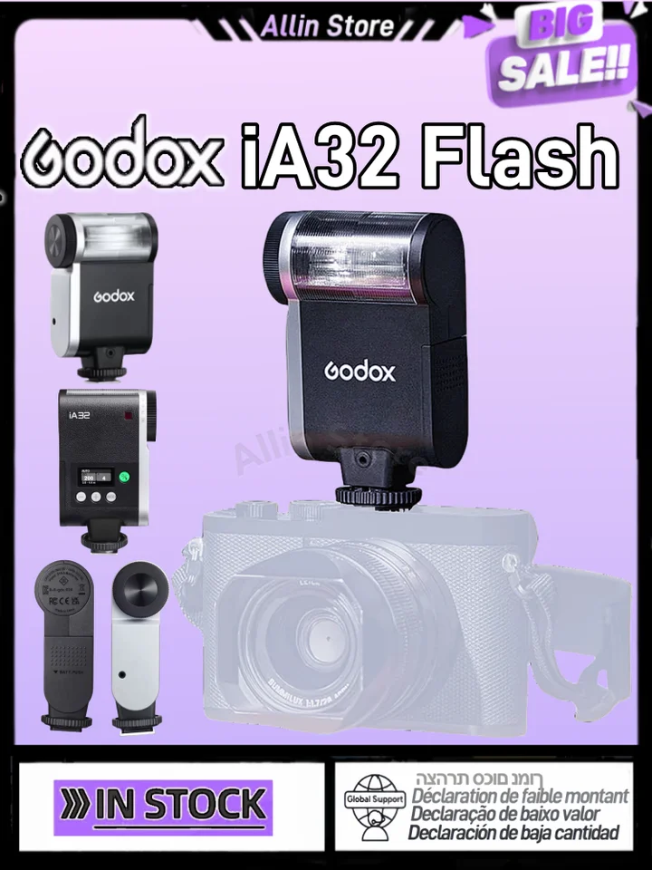 Godox IA32 Mini Camera Flash až do 490 plných bleskov 6200K manuálny blesk pre rôzne modely fotoaparátu Optické režimy S1/S2