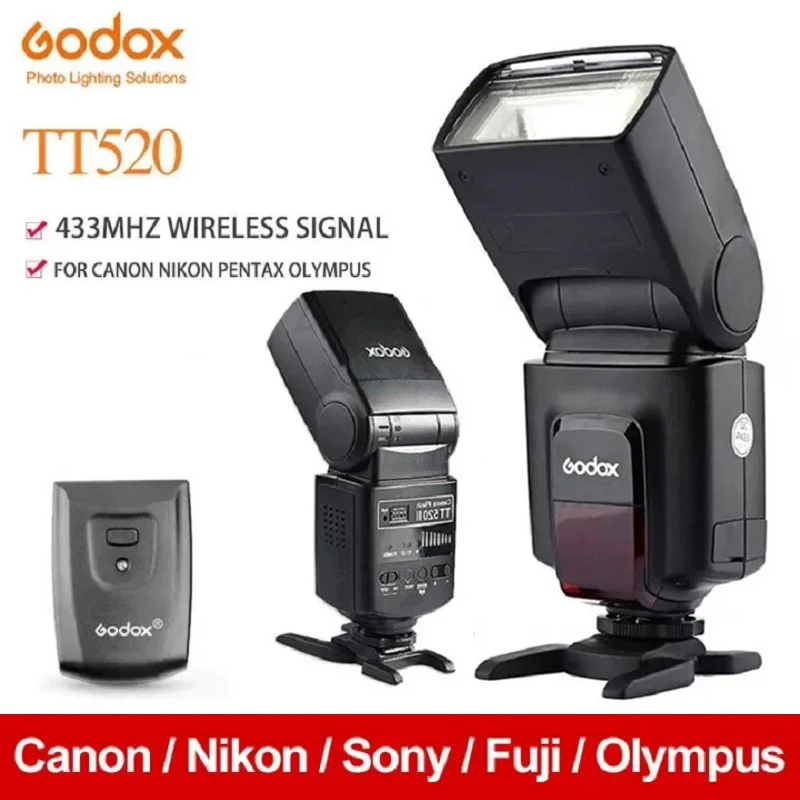 Godox TT520 II Flash TT520II s bezdrôtovým signálom 433 MHz + Flash Trigger pre fotoaparáty Canon Nikon Pentax Olympus DSLR