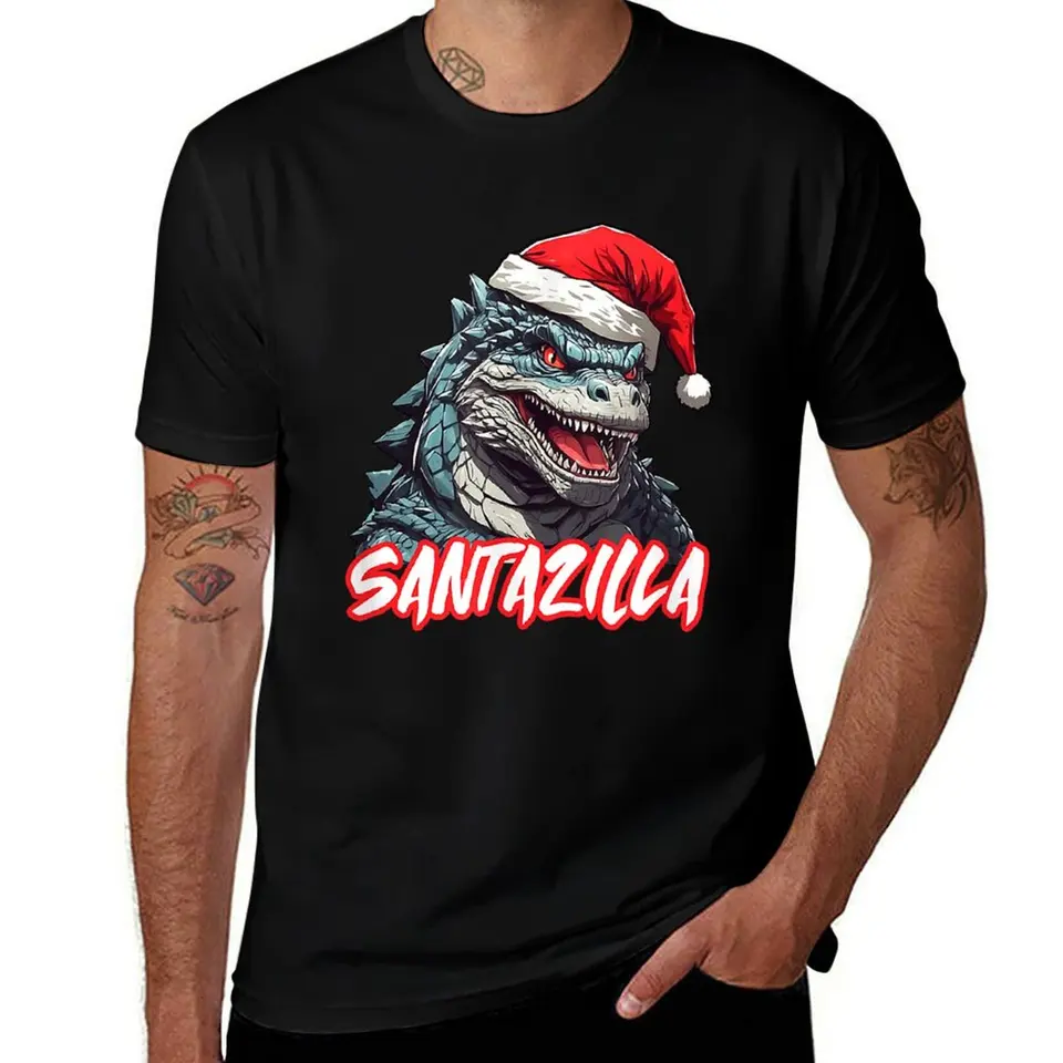 Godzilla tričko, škaredý sveter Godzilla, škaredé vianočné košele Godzilla, škaredý sveter vianočné Godzilla, Santazill Tričko